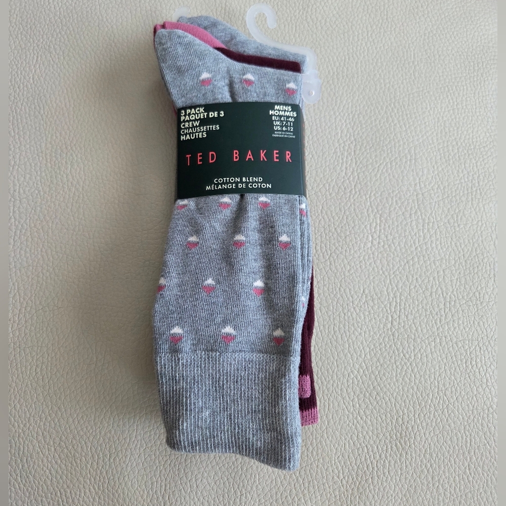 NWT - Ted Baker Men's Cotton Blended Crew Socks (3 Pack)